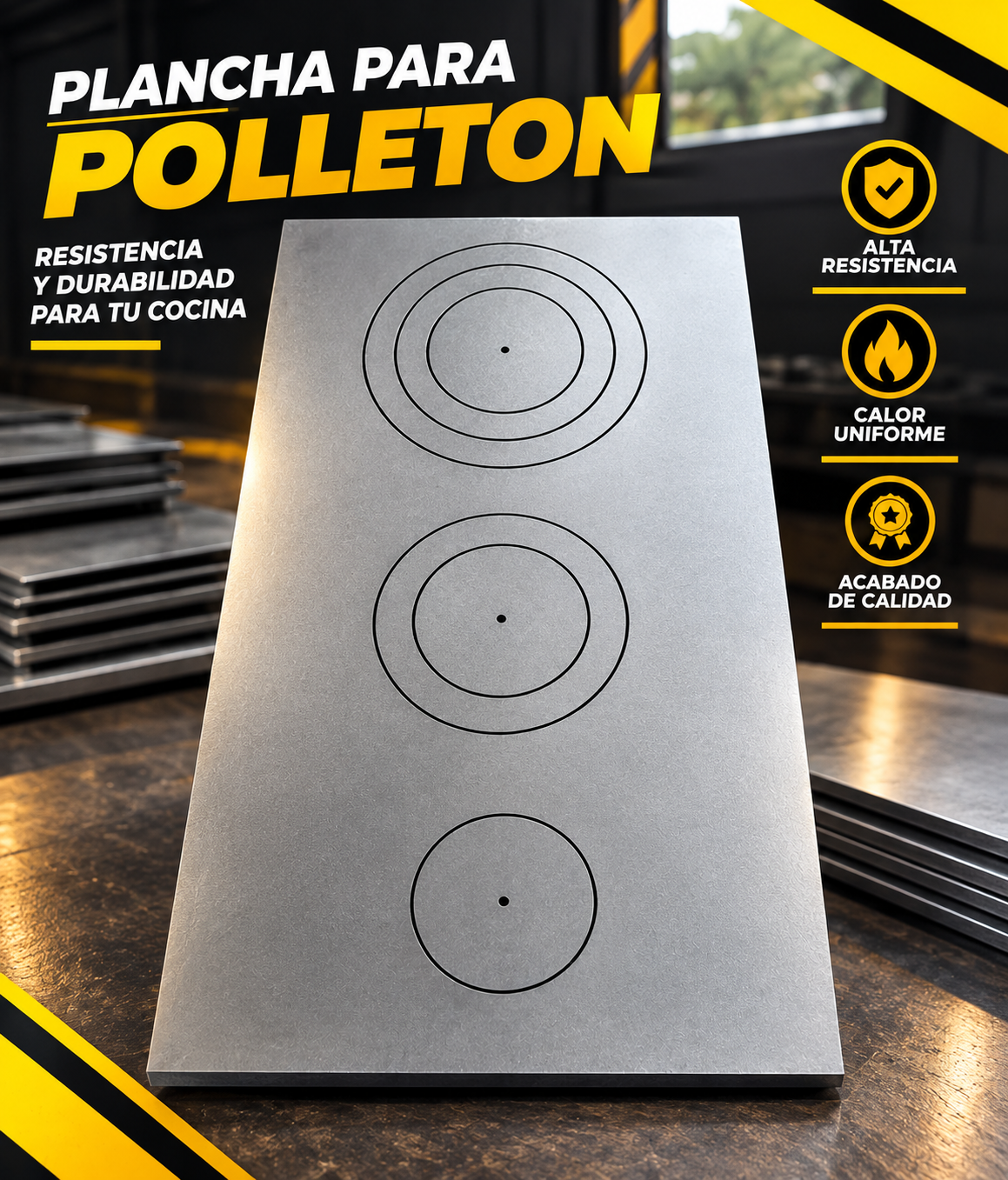 Plancha para polletón de uso con leña